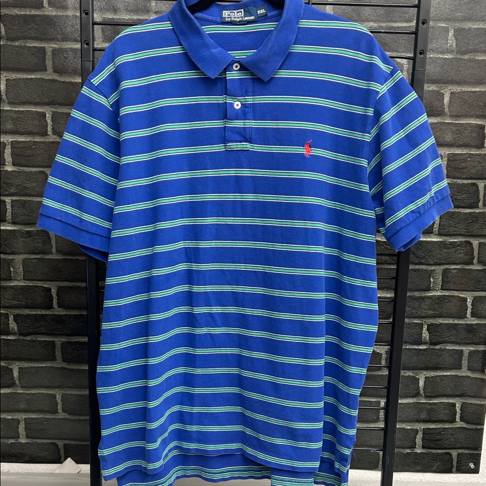 Polo by Ralph Lauren Blue and Green Striped Polo Shirt